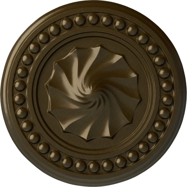 Ekena Millwork Foster Shell Ceiling Medallion (Fits Canopies up to 9 5/8"), Hand-Painted Brass, 15 3/4"OD x 2"P CM15FOBRS - main